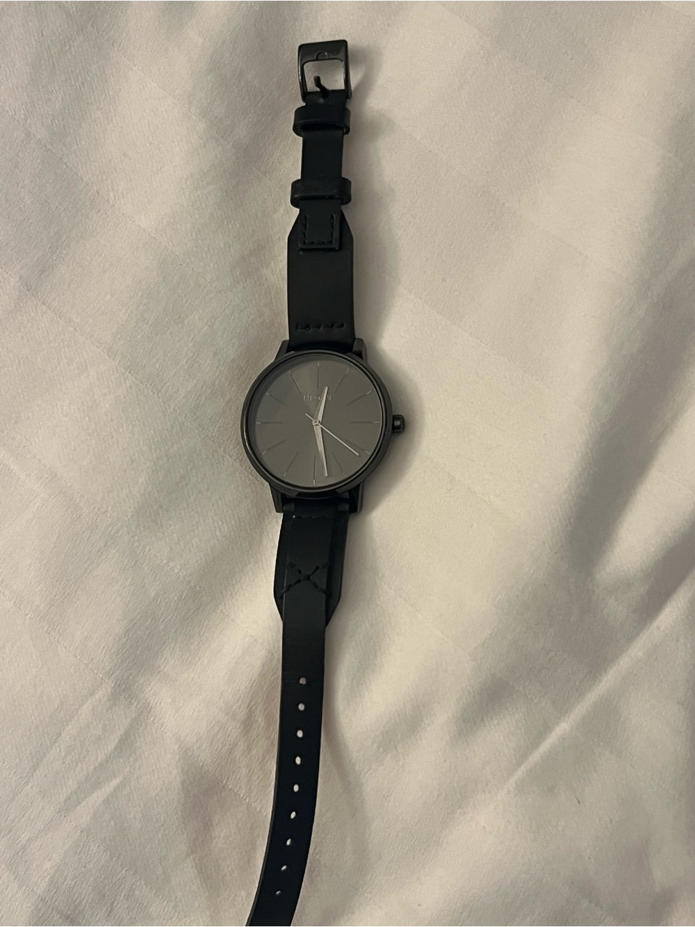 Nixon Black “Movin Out/The Kensington” Leather Strap Watch